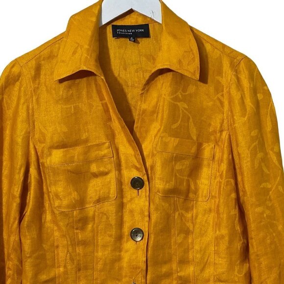 Jones New York Linen Jacket Size 6 Womens Jacket Orange Gold - Picture 2 of 10